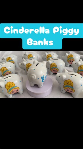 Personalized handpainted princess Cinderella piggy banks alcancias #cinderella #partyfavors #princess #1stbirthday #alcancias