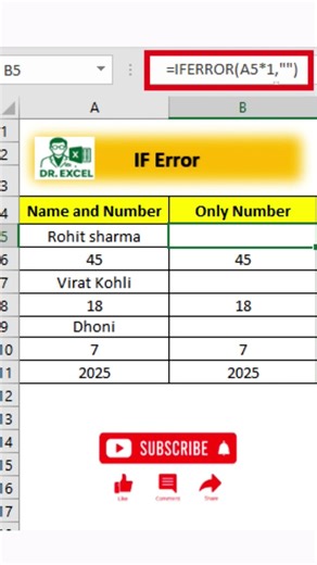 Only Number extract by IFERROR formula in Excel