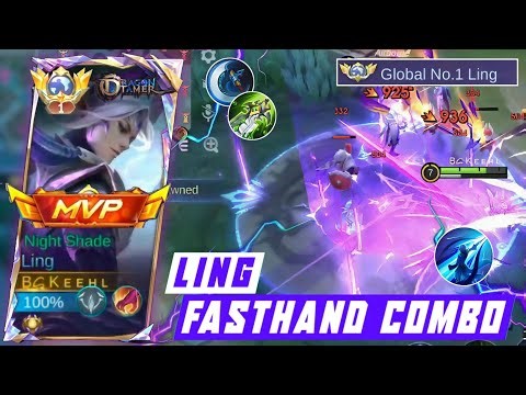 LING NIGHT SHADE FASTHAND COMBO CARRY THE TEAM! GLOBAL LING SOLO RANK - MOBILE LEGENDS