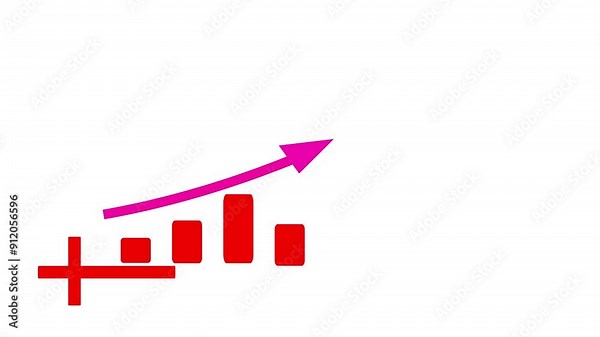 Business growth success chart with arrow. Rising up stock market red arrow graph diagram financial business profit progress economic with grid. Graph diagram up, profit growing