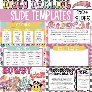 Retro Disco Cowgirl Google Slides Templates Pink Western PowerPoint Slides