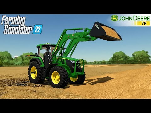 Farming Simulator 22 - JOHN DEERE 7R US SPEC Front Loader Tractor Loading Wheat