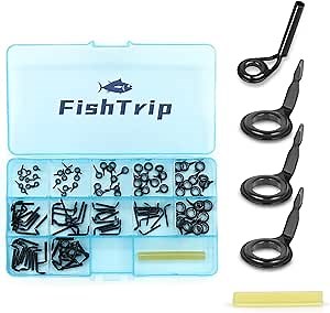 Micro Fishing Rod Guides and Tips,26pcs/130pcs Baitcasting Rods Black Micro Guide Tip Repair Kit,Ceramic Rings Replacement Kit Saltwater Freshwater
