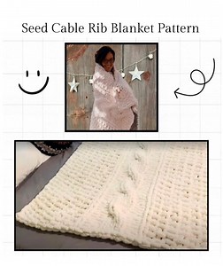 Seed Cable Rib Chunky Knit Blanket Pattern - Etsy UK