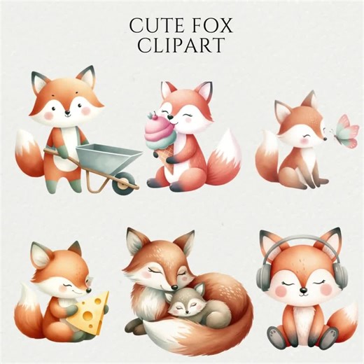 Watercolor Fox Clipart – 27 Adorable Woodland Pngs (digital Download) - Etsy