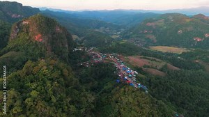 drone aerial of Ban jabo northern Thailand remote village in the province of Mae hong son