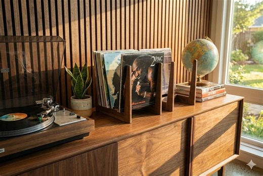 Solid Walnut Vinyl Record Storage Stand | Handcrafted in the PNW | Sustainable Upcycled Wood | Mid-century Modern Display - Etsy