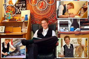 Fascinating photos reveal inside Prince Harry's school bedroom, including very rude posters of models, used mugs and a sweet snap of Princess Diana