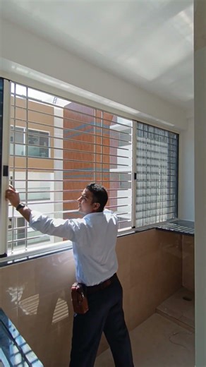 Mosquito pleated 32mm double utility area window white frame grey mesh #india #home #family #protect