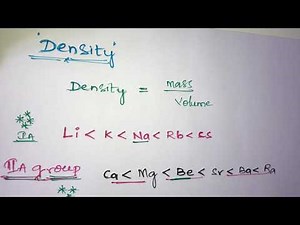 Important Density order of s-block elements part -7