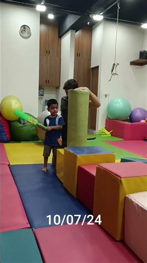 learning to swing bat. but still kunnu is aiming for head 🤣