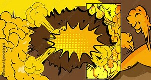 Brown and yellow cartoon background animation, dark comic book backdrop video. Retro vector comics pop art design.
