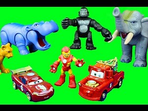 Iron Man Iron Car Mater & Lightning McQueen go to Jungle to save Superman