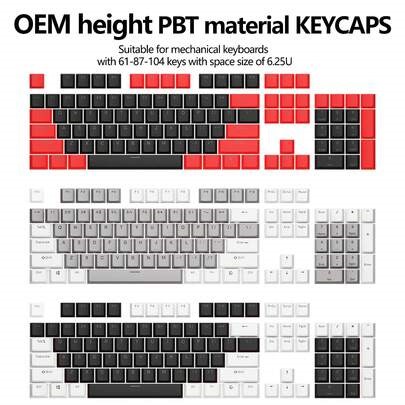 PBT Material OEM Profile Keycaps, Grey Red Black White Mixed Color, Fit Most 6.25U Spacebar & Cross Switch (Cherry MX Switch) Mechanical Keyboards, Compatible With 61/87/104-Key Mechanical Keyboards | SHEIN
