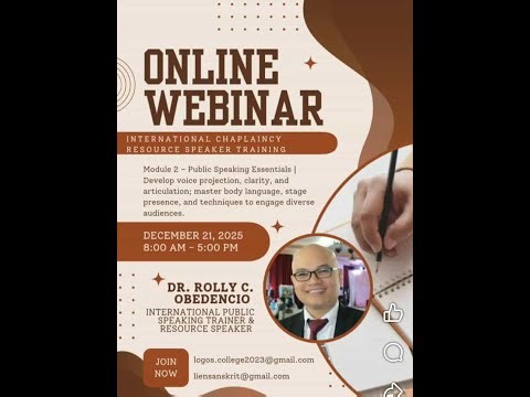 Online Webinar - International Chaplaincy Resource Speaker Training #2 12212025