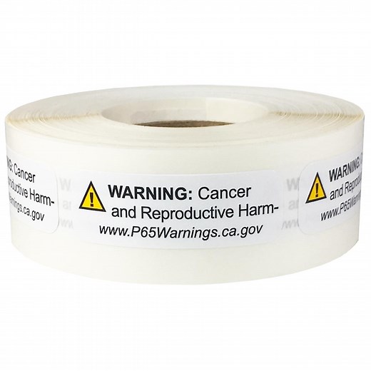 Prop 65 Short Form Cancer and Reproductive Harm Warning Labels QTY 500