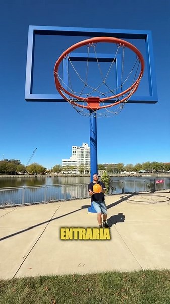 The world's LARGEST basketball hoop and it's impossible to make a shot on your first try 😳 #trivi...