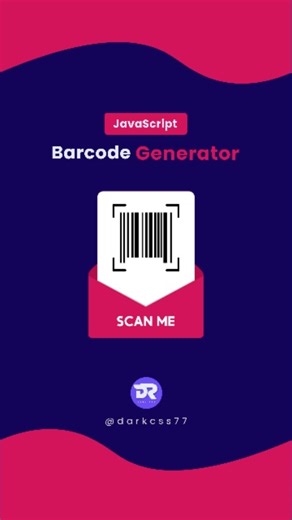 Dark CSS on Instagram: "🔥 Create Barcode Generator using JS 🎓🧑‍💻 👩‍💻 Source code is available in Website 🌐 CHECK BIO FOR WEBSITE LINK 🔗 🔴 Follow Dark CSS for more web development tips and tricks tutorials 📲🤞 🚨 Don't forget to like 👍 Share 📤 | Follow our page for latest updates [Frontend, Web design, Web development, CSS, CSS Animations, CSS Tips, CSS Tutorials] #programming #coding #webdevelopment #webdesign #htmlcss"