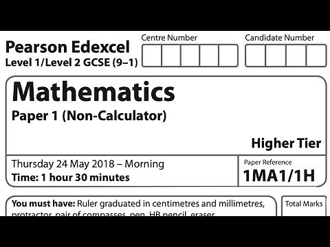 GCSE Higher Edexcel - May 2018 Paper 1 non-calculator walkthrough
