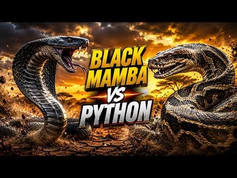Black Mamba vs Python – The Ultimate Snake Fight (4K)#clash #animals