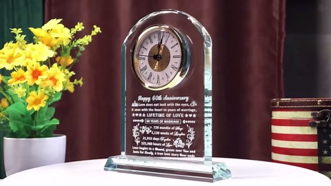 60th Wedding Anniversary Glass Quartz Clock Gifts for Women Men, 60 Year Anniversary Romantic Gift for Him Her, Diamond Anniversary Clock Gifts for Couple, 60 Years of Marriage Gifts