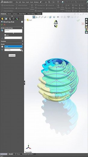 3D CAD Modeling Organic Spiral Sphere in SolidWorks