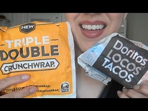 SassEsnacks ASMR: Taco Bell Triple Double Crunchwrap & Doritos Loco Taco | Eating Sounds