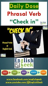 Phrasal Verb - "Check in" #English #vocabulary #phrasalverbs #Check #checkin | English Geek