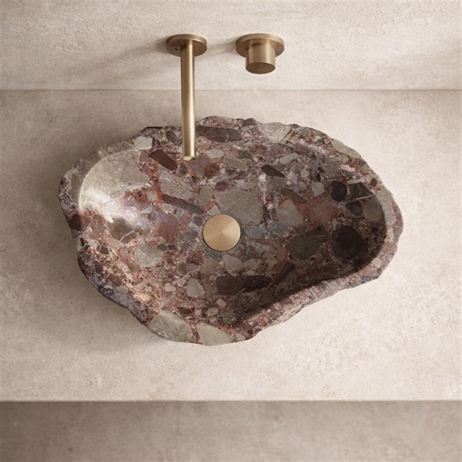 River Stone Vessel Sink | Handmade Over the Counter Sink | Natural Stone Basin - Etsy