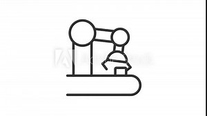 Animated production line linear icon. Automated machine. Conveyor belt. Manufacturing. Seamless loop HD video with alpha channel on transparent background. Outline motion graphic animation vídeo de Stock