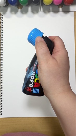 Drawing a BIG CRY Cat with Posca Mop’r 😭🩵 #art #drawing #posca