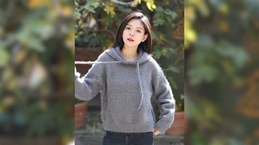 毛儿手作【第888期】悠悠 雪宝百搭连帽衫针织毛衣棒针编织教程