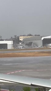 More Visuals - Chamone's hangar at Belo Horizonte Pampulha Airport, (PLU/SBBH), Brazil, which is next to Azul's MRO, collapsed due to a storm with 84km/h winds that just hit Belo Horizonte. Atleast one aircraft is trapped under the debris/damaged structure. #aircraft #hangar #airport | FL360aero | Facebook
