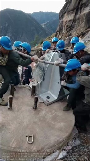 Construction personnel used the A-frame ladder coordinati method to install the heavy-dutypow