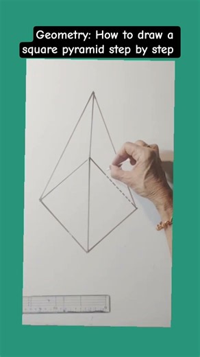 Geometry: How to draw a square pyramid step by step #shorts