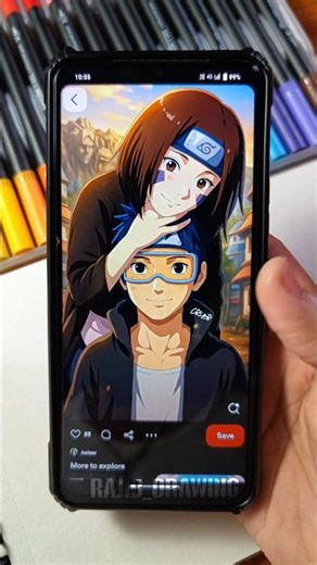 Drawing Obito and rin ❤️ #drawing #animeart #obito #naruto