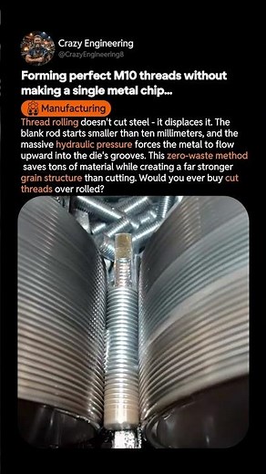 Why Thread Rolling Creates Stronger Bolts Than Machining