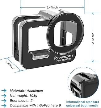 Gopro Hero 11 Go Pro Hero 12 SOONSUN Metal Protective Case For GoPro Hero 12 11 10 9 Black, Back Door Housing Frame, Side Open Wire Connectable Video Cage With UV Filter Side Door For Go Pro Hero 11