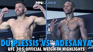 71K views · 589 reactions | The #UFC305 main event is official! Heated rivals Israel Adesanya and Dricus "Stillknocks" du Plessis were 1st and 2nd to the scale at weigh-ins.  | MMA Junkie | Facebook