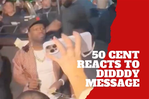 A fan uses her phone to send 50 Cent a message about Diddy and his reaction says it all