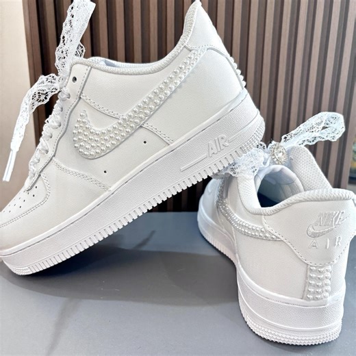 Wedding Personalized Sneakers for the Bride /pearl Lace Bridal Shoes / Air Force 1 Unique Wedding Gift / Prom Sneakers / Anniversary Gift - Etsy