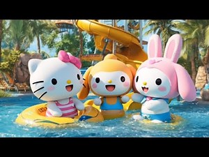 Happy Song for Kids |Hello Kitty Swimming & Waterboom Adventure with Sanrio Friends | Fun & Learning