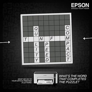 27K views · 16 reactions | The answer to all your office printing requirements, Epson’s Monochrome EcoTank range of printers offer a high page yield of 6000 pages at a low cost of 12 paise per print. To sum up why it’s the perfect solution to your printing needs, tell us the word that completes the puzzle. Know more here: https://bit.ly/2LPEFun | Epson | Facebook