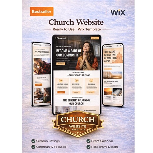 Wix Church Website Template, Ministries, Sermons, Donations (wix Studio Design) - Etsy