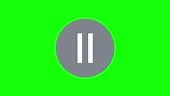 Play Pause stop media player button icon with hand pressing on Green...