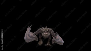 Realistic Dragon walk Animation isolated on a black background.effect background footage motion graphics overlay 4K drag and drop editing software supporting blending modes ProRes 4444 codec , 25FPS.
