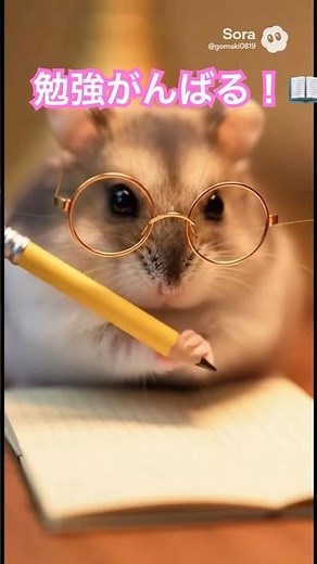 ちびハムスター・コハクの“がんばる勉強時間”Kohaku the Hamster’s Adorable Study Session