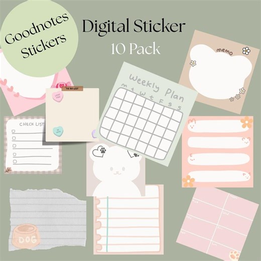 Digital Notepad Stickers for Goodnotes or Digital Notebooks - Etsy