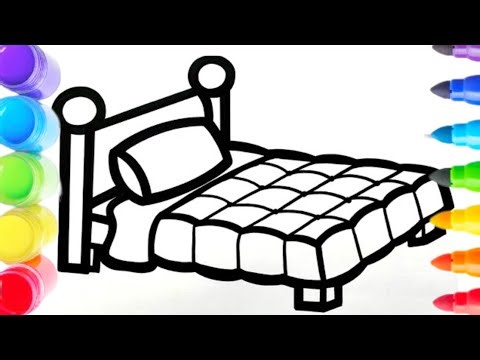 How to Draw a Bed Step by Step 🛏️ | Bedroom Furniture Drawing Tutorial | Colorful Bed Drawing