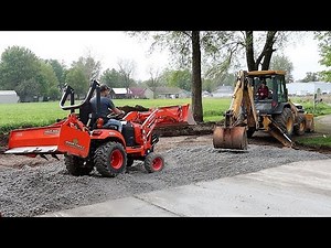 Expanding Gravel Driveway and Parking Area with Backhoe and Kubota